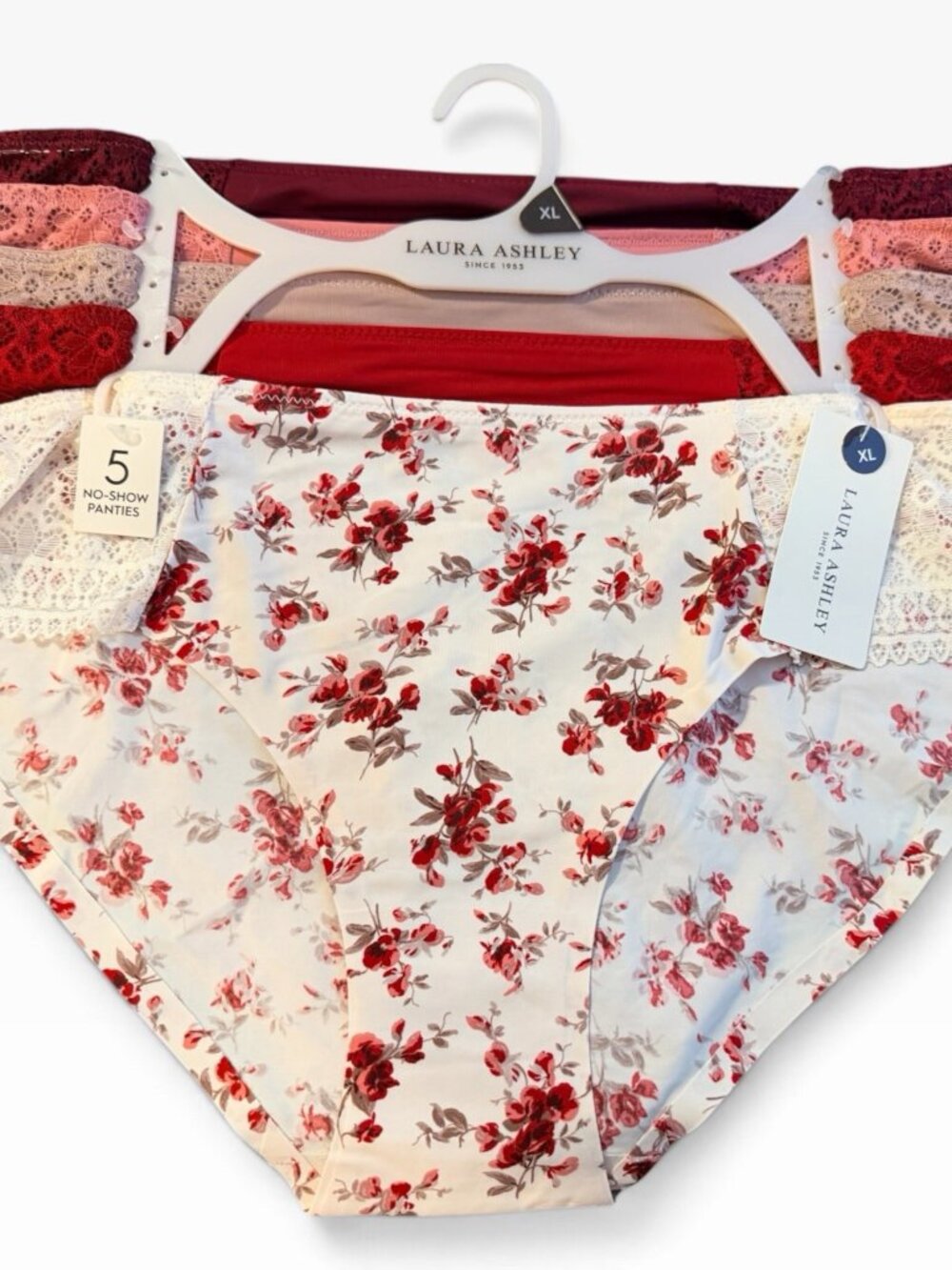 LAURA ASHLEY Women’s Soft Hipster No-Show Panties sz XL 5 Pack Set Tag Free. NWT